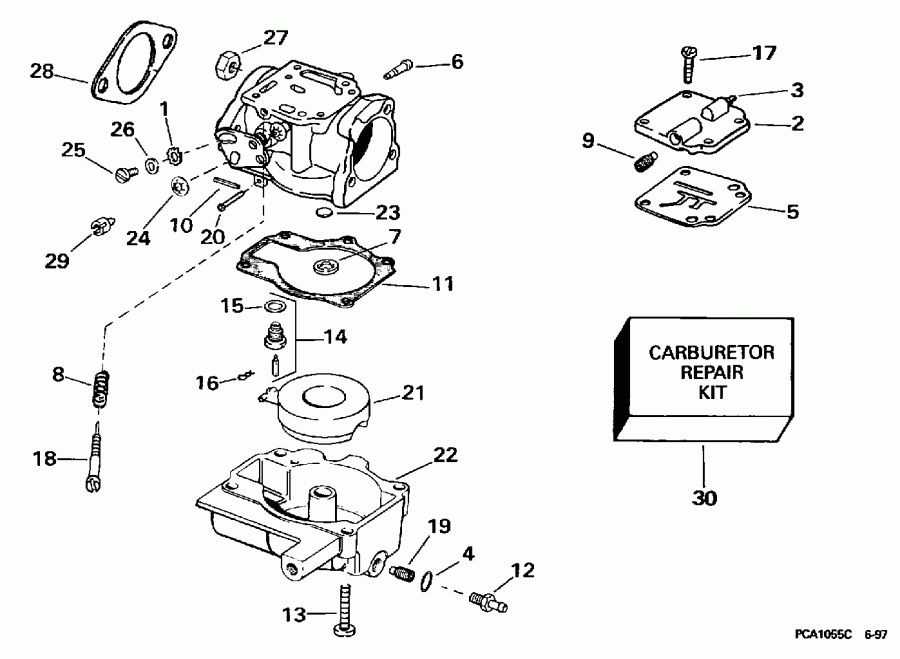 ��������� �������� ����� Evinrude SE25RPLP 1998  - rburetor