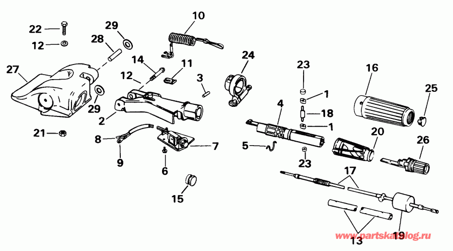 ��������� ����� EVINRUDE SE35RWECS 1998  - eering & Shift Handle / ee������ & ������������� Handle