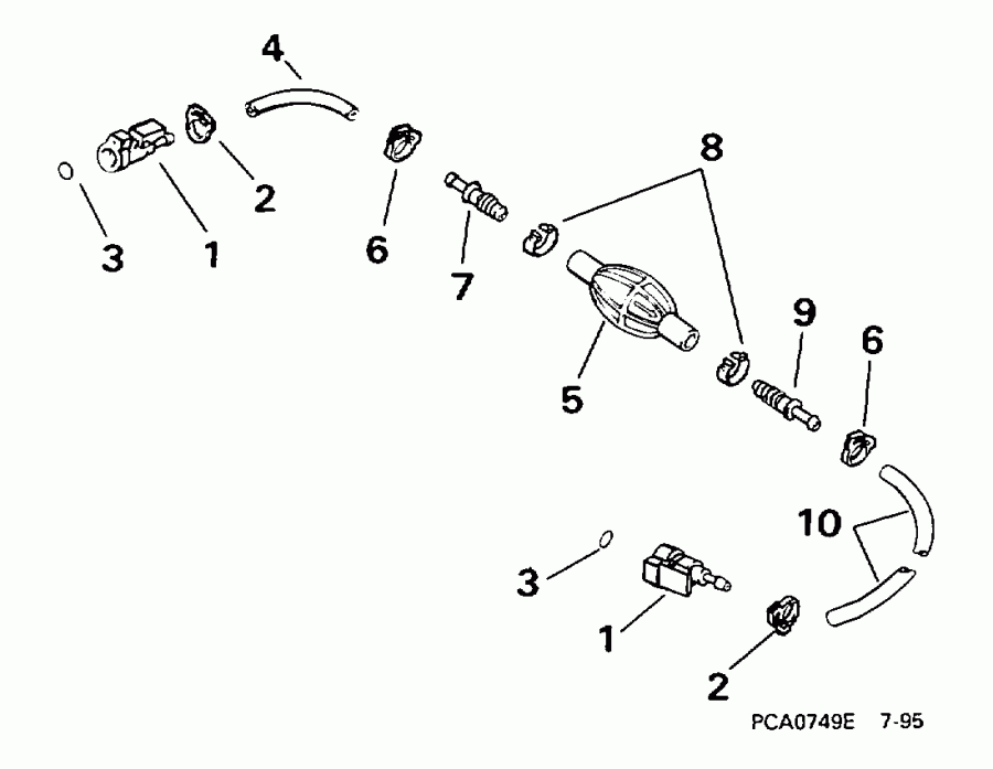 �������� ����� EVINRUDE SE40RPYT2 1998  - 5 / 16 ���� I.d. /  5/16 In. I.d.
