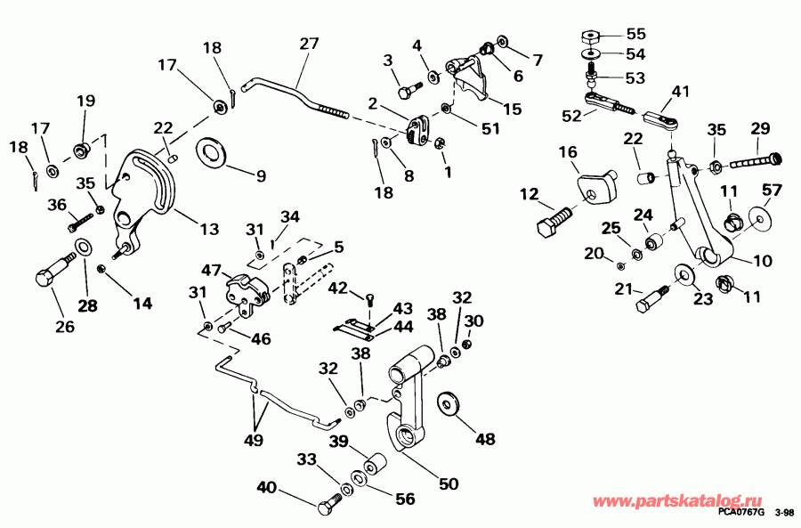 ����� Evinrude SE55RSYM2 1998  - ift & ����������� ��������age - ift & Throttle Linkage