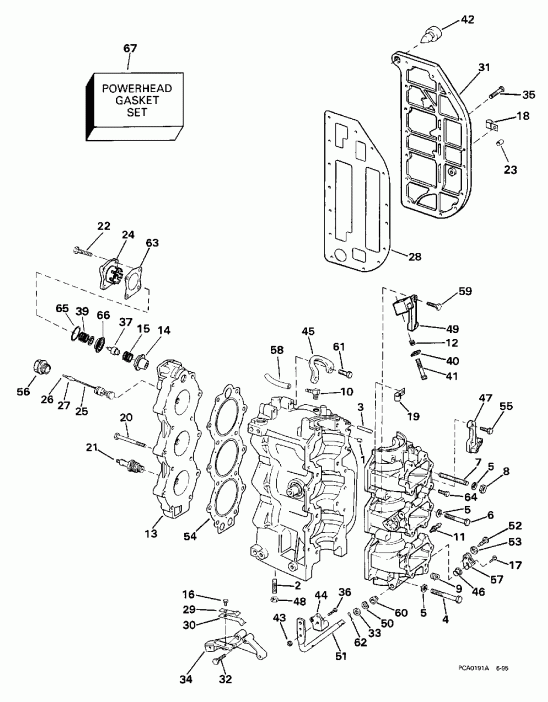  EVINRUDE SE65RSLD 1998  - linder & ������ ��������� - linder & Crankcase