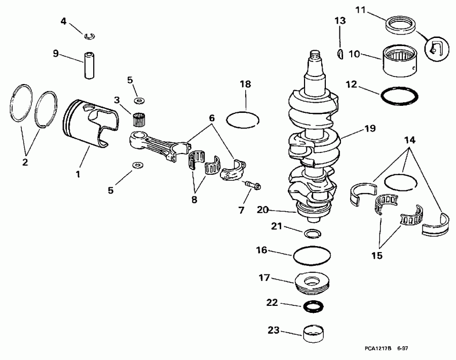 ��������� �������� ����� Evinrude SJ35RWECS 1998  - ankshaft & Piston