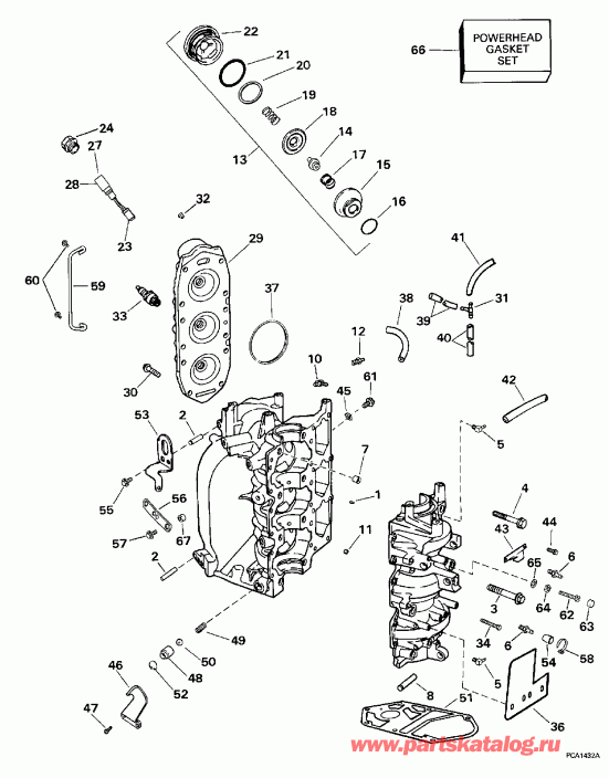  EVINRUDE SJ35RWLECS 1998  - linder & Crankcase - linder & ������ ���������