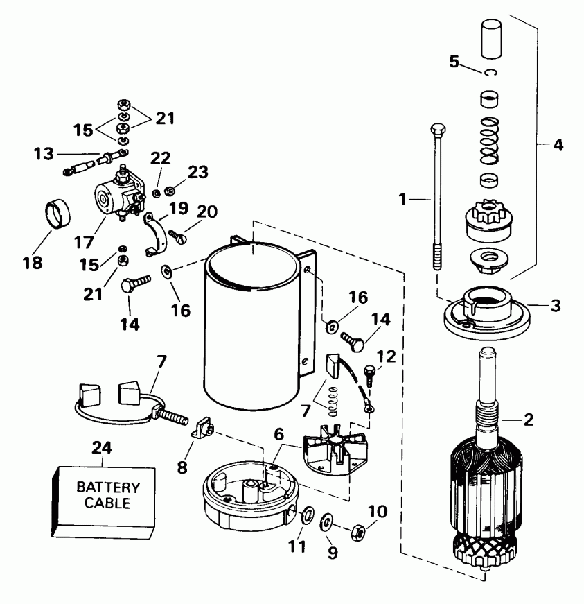 ��������� �������� ����� EVINRUDE XE115HXECM 1998  - ectric Starter & Solenoid