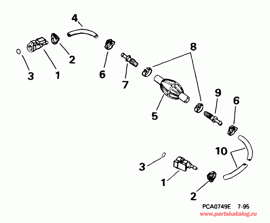 ��������� �������� ����� EVINRUDE BE35AREEA 1999  -  5/16 In. I.d. / 5 / 16 ���� I.d.