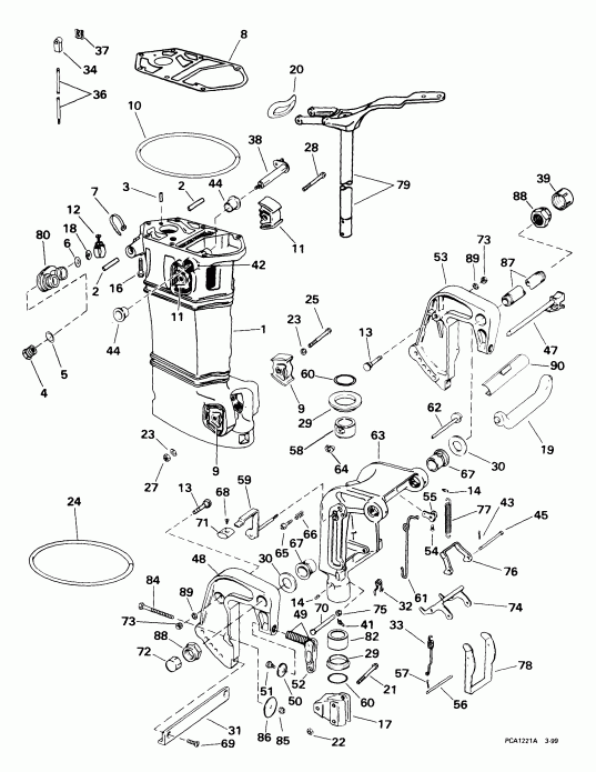 �������� ����� Evinrude BE35AREEA 1999  - ������ Tilt -- R, Rl, E, El, Tel -  Manual Tilt -- R, Rl, E, El, Tel