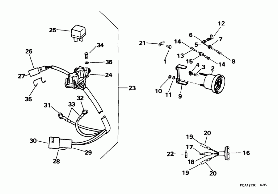 ��������� ��������� EVINRUDE BE35AREEA 1999  - wer Trim / tilt ��������� - wer Trim/tilt Electrical