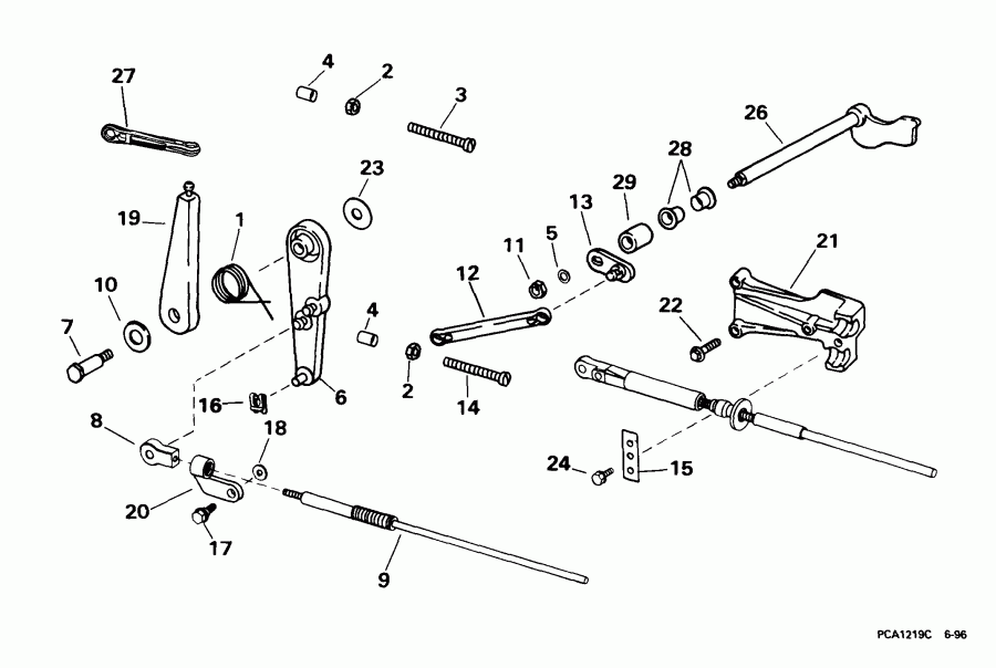 ��������� ����� Evinrude BE35AREEA 1999  - rottle ��������� �������� / rottle Linkage