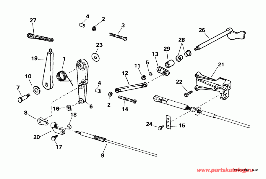 ��������� �������� ����� EVINRUDE BE35KEEM 1999  - rottle ��������� �������� / rottle Linkage