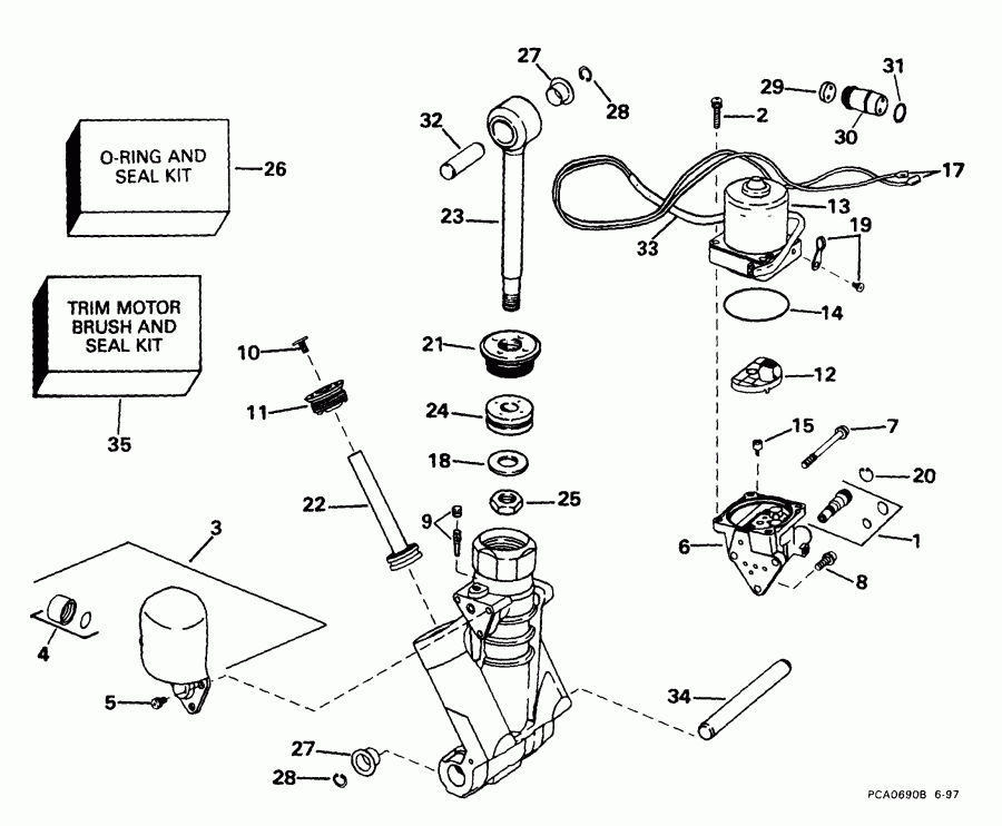 ��������� ��������� EVINRUDE E100WPLEEC 1999  - wer Trim/tilt Hydraulic Assembly - wer Trim / tilt Hydraulic Assembly