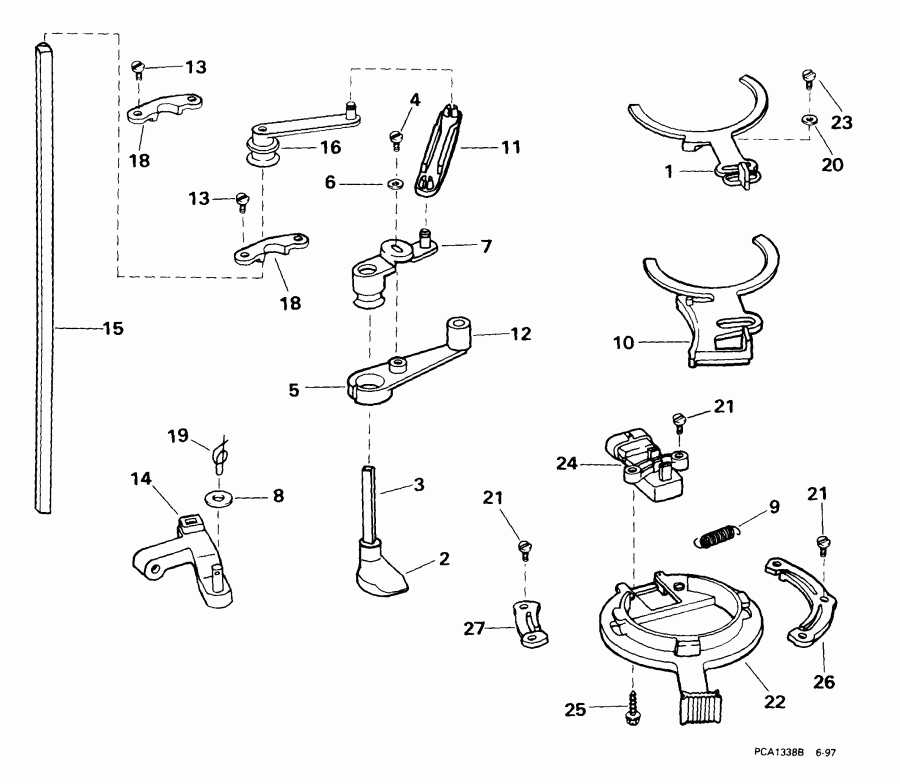   Evinrude E100WPLEEC 1999  - rottle Linkage