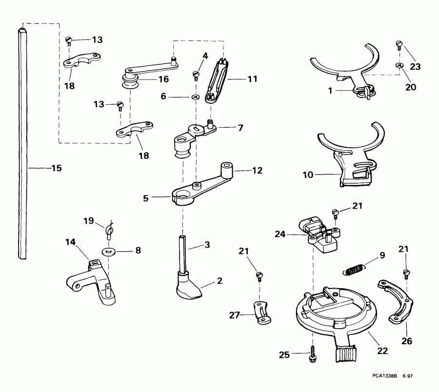 ��������� �������� ����� EVINRUDE E105WELEES 1999  - rottle Linkage