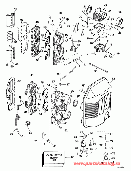 ��������� EVINRUDE E105WPXEES 1999  - rburetor & �������� ��������� / rburetor & Intake Manifold
