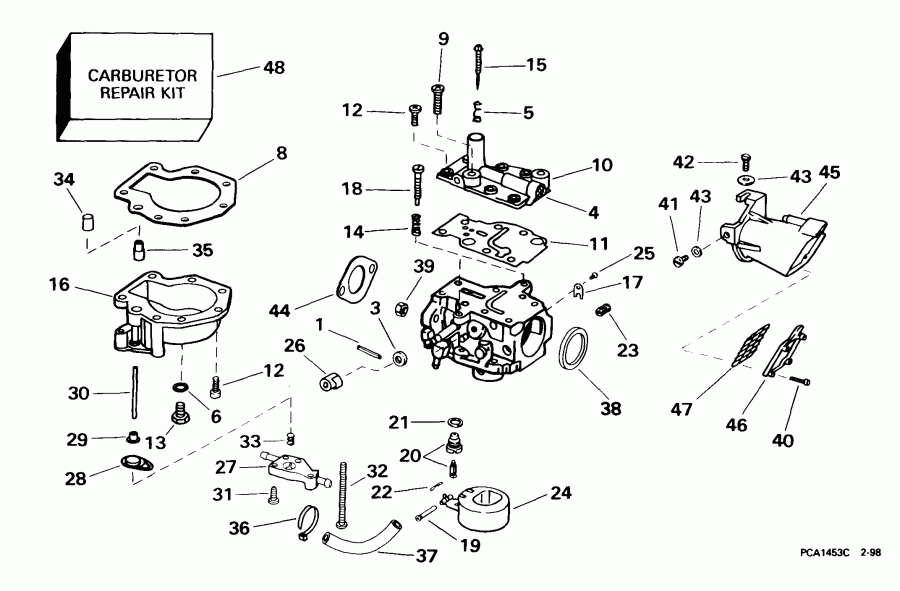 ��������� ��������� EVINRUDE E10R4EEB 1999  -  15 Hp / 15 Hp