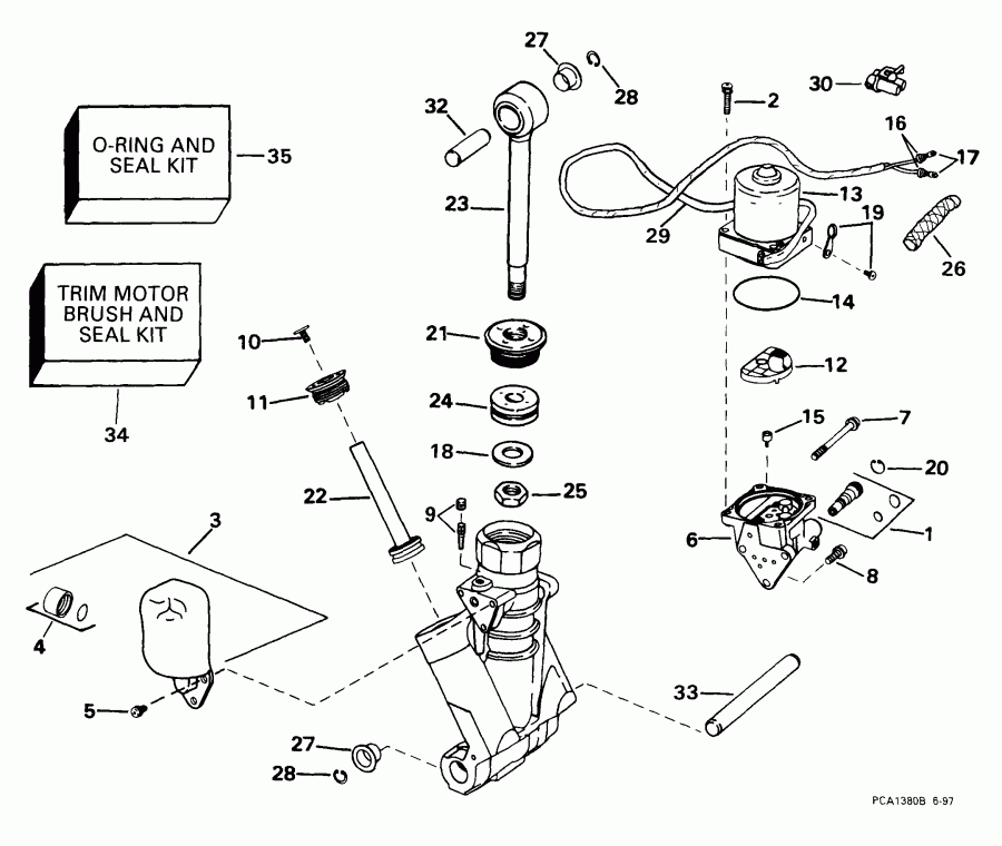 ��������� ����� EVINRUDE E115FPXEEN 1999  - wer Trim/tilt Hydraulic Assembly - wer Trim / tilt Hydraulic Assembly