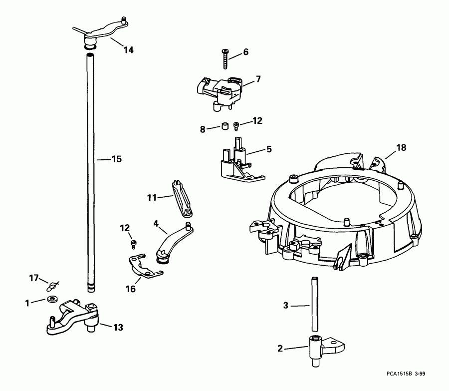 �������� ����� EVINRUDE E115FPXEEN 1999  - rottle ��������� �������� - rottle Linkage
