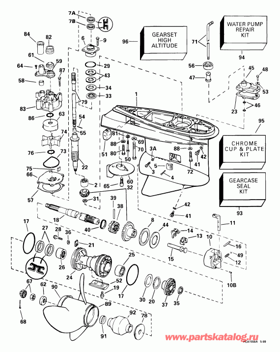 ��������� �������� ����� EVINRUDE E150FCXEEA 1999  - �������� Rotation -- Fsl, Fpx Models /  Standard Rotation -- Fsl, Fpx Models