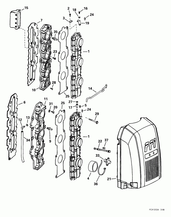 ��������� ����� Evinrude E150FPLEEA 1999  - take Manifold - take ���������