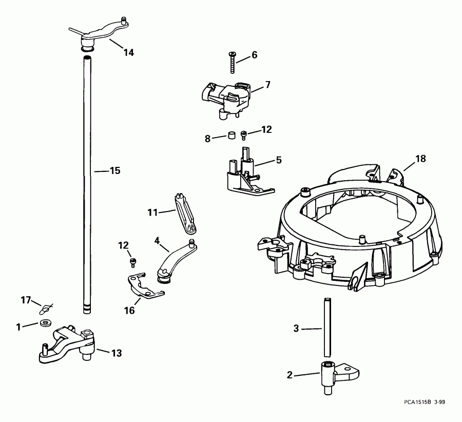 ��������� ��������� Evinrude E150FSLEEO 1999  - rottle ��������� �������� / rottle Linkage