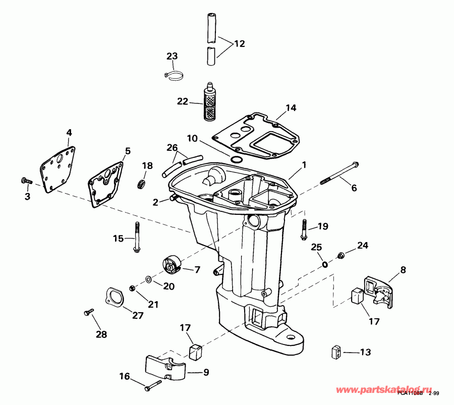 ����� EVINRUDE E15EL4EEB 1999  - haust Housing