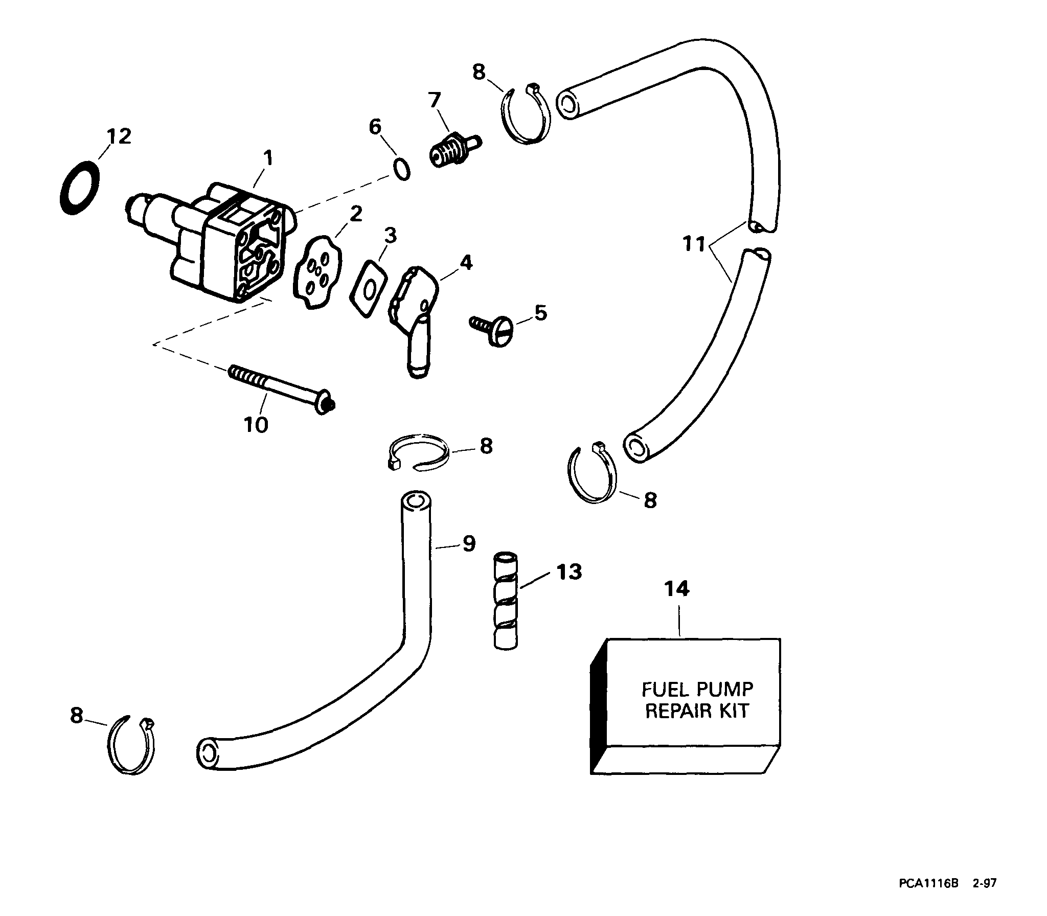 Evinrude fuel pump diagram