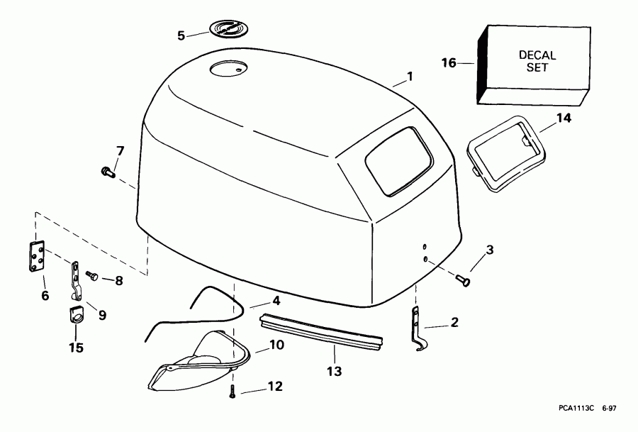 ��������� �������� ����� EVINRUDE E15RBL4EEB 1999  - gine Cover - gine ������