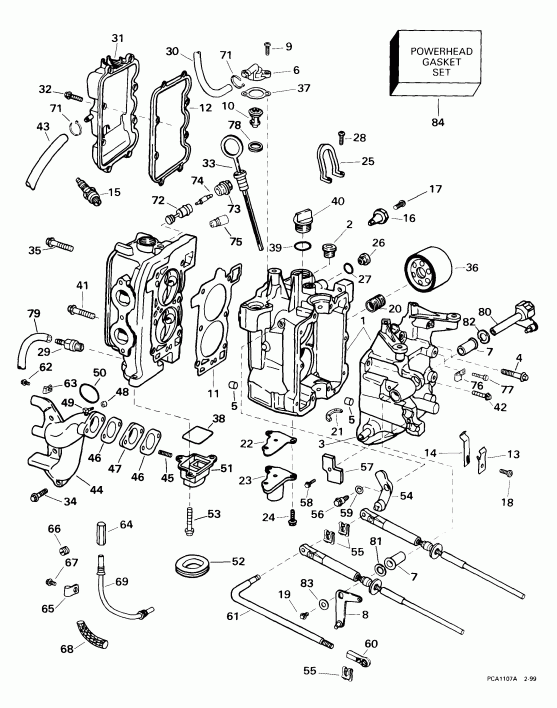 ����� EVINRUDE E15RL4EEB 1999  - linder & ������ ��������� - linder & Crankcase