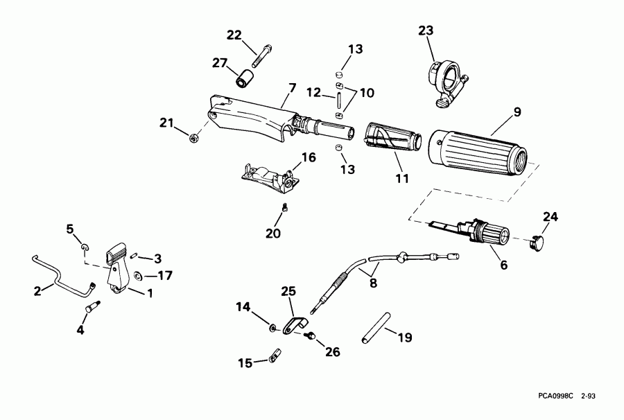 ��������� �������� ����� Evinrude E15WREES 1999  - eering & Shift Handle - ee������ & ������������� Handle