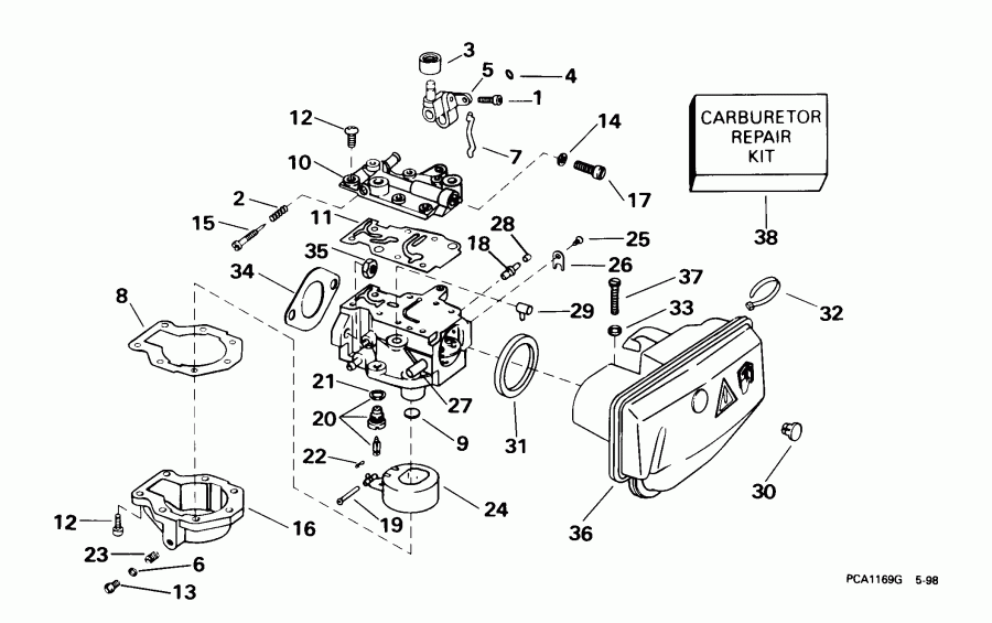 �������� ����� EVINRUDE E15WRLEES 1999  - rburetor - rburetor