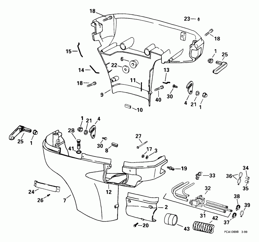 �������� ��������� ����� EVINRUDE E175FPLEEO 1999  - wer Engine Cover