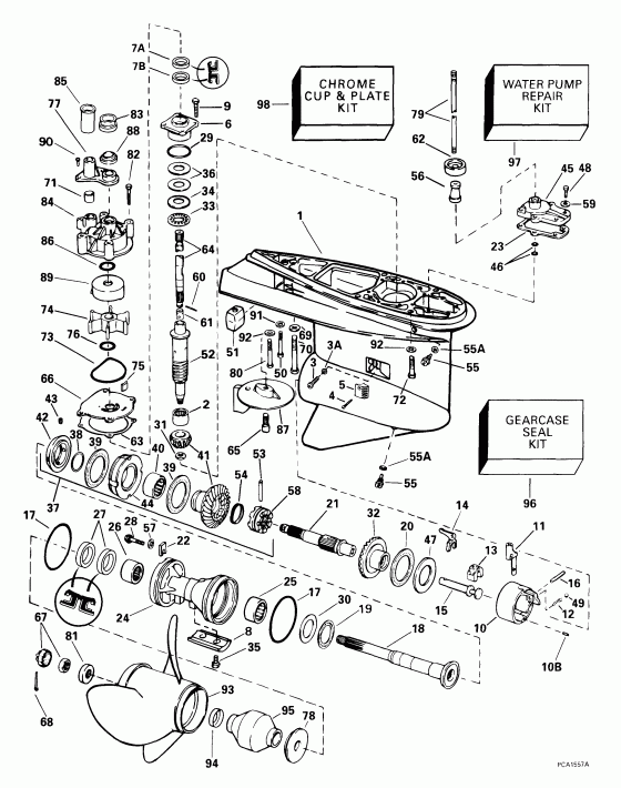 �������� ��������� ����� EVINRUDE E175FPXEEC 1999  - Counter-rotation -- Fcx Models