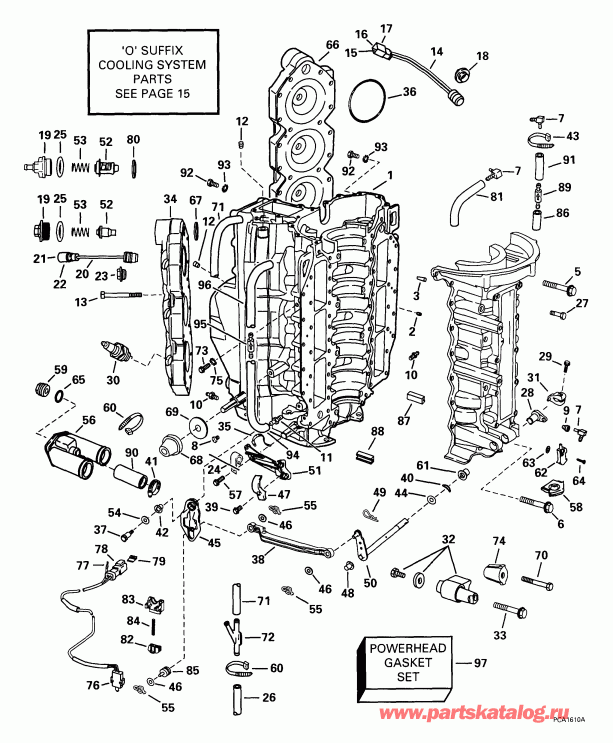��������� ��������� Evinrude E175FPXEEN 1999  - linder & ������ ��������� - linder & Crankcase
