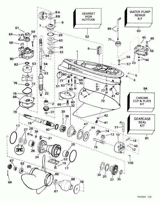 ��������� �������� ����� EVINRUDE E200FPLEEN 1999  -  Standard Rotation -- Fpl, Fsl Models