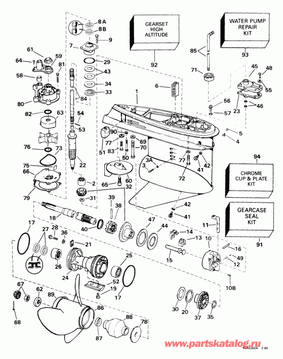 ��������� ����� Evinrude E200FPLEES 1999  -  Standard Rotation -- Fpl, Fsl Models