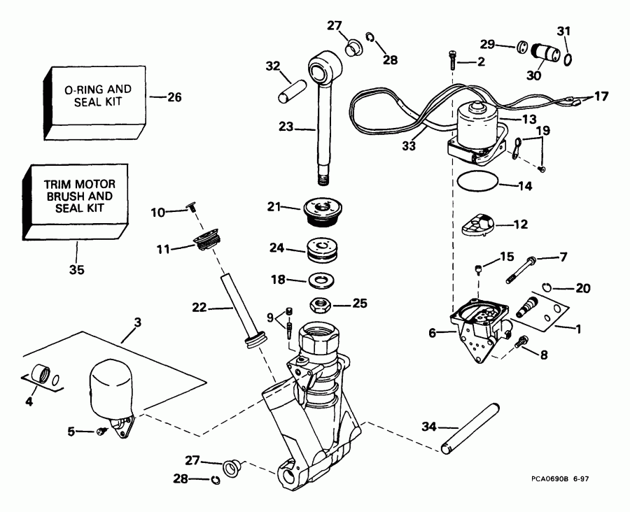 ��������� �������� ����� EVINRUDE E200WPXEEN 1999  - wer Trim / tilt Hydraulic Assembly - wer Trim/tilt Hydraulic Assembly