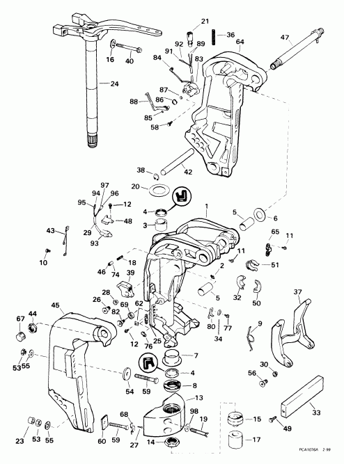 ��������� EVINRUDE E200WPXEES 1999  - ern & ���������� ��������� / ern & Swivel Bracket