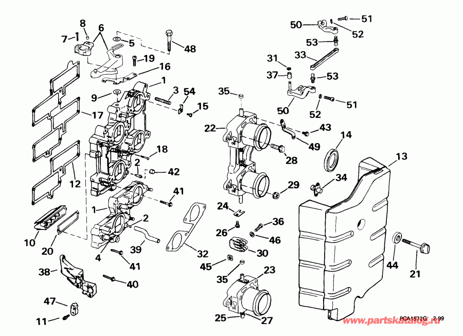 ��������� ��������� EVINRUDE E225FCXEEN 1999  - duction System