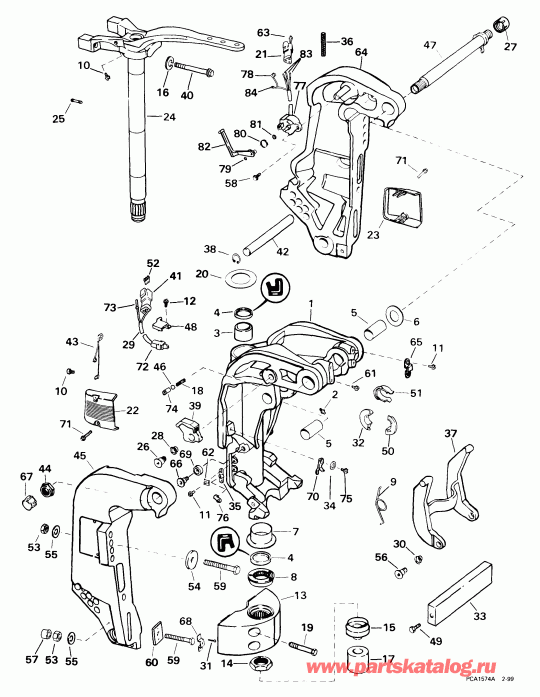 ��������� �������� ����� Evinrude E225FCXEES 1999  - ern & ���������� ��������� / ern & Swivel Bracket