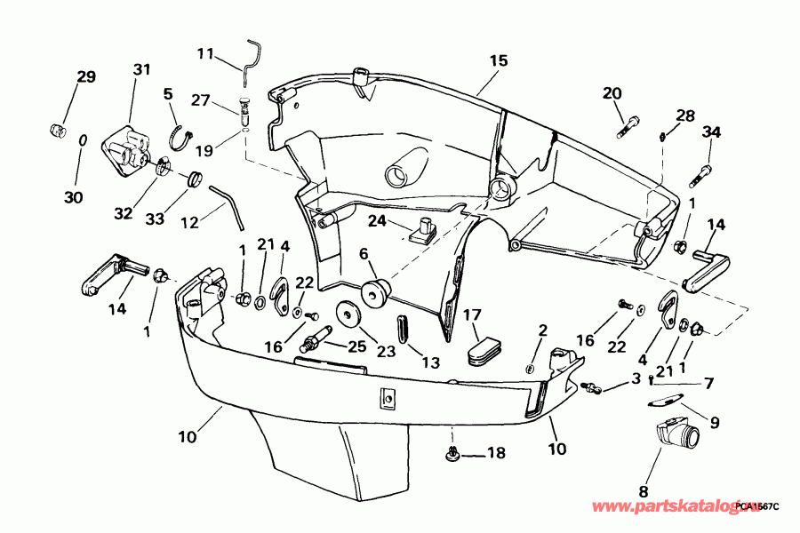 ����� Evinrude E225FCZEEN 1999  - wer Engine Cover - wer ������ ��������� (�����)