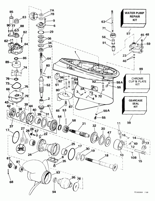 ����� EVINRUDE E225FPLEEO 1999  -  Counter-rotation -- Fcx, Fcz Models