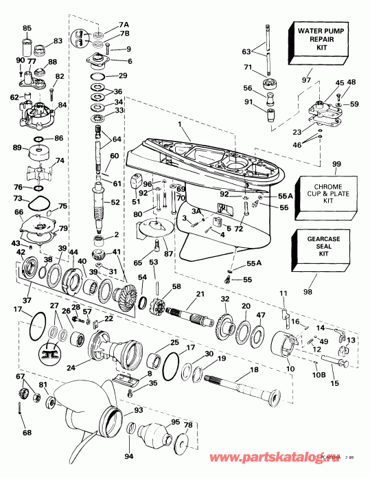 ����� EVINRUDE E225FPXEES 1999  -  Counter-rotation -- Fcx, Fcz Models