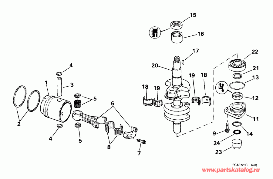  EVINRUDE E25WREEN 1999  - ank��� & ������� / ankshaft & Piston