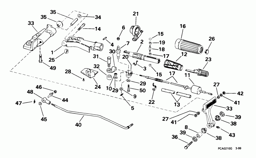   EVINRUDE E25WREES 1999  - eering & Shift Handle - ee &  Handle