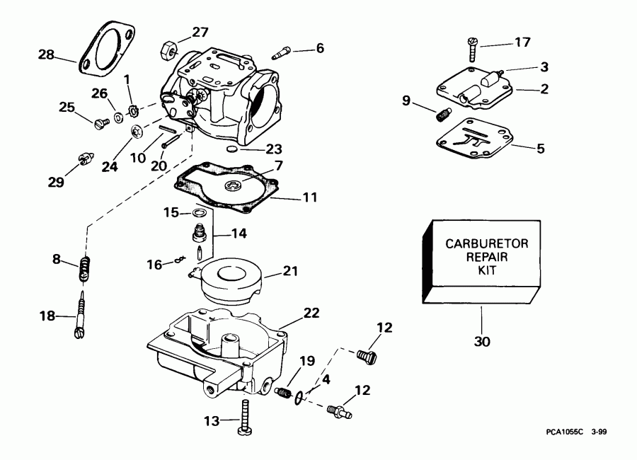 ��������� ����� Evinrude E25WRLEEN 1999  - rburetor - rburetor