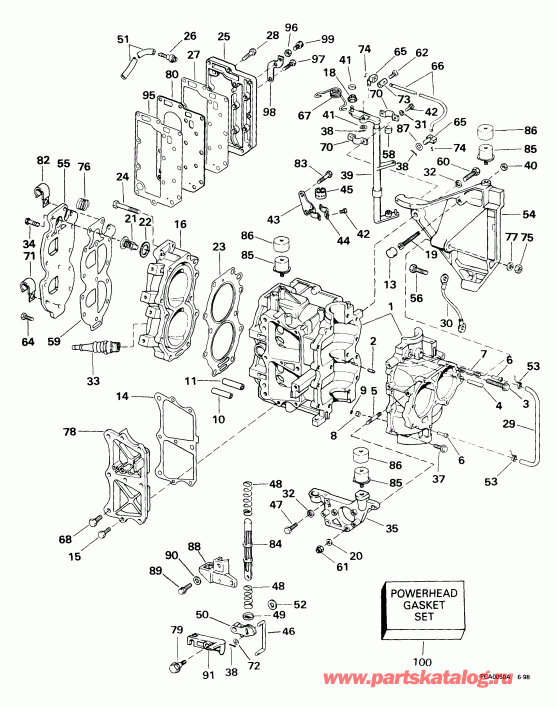 ��������� ��������� Evinrude E25WRLEEN 1999  - linder & Crankcase