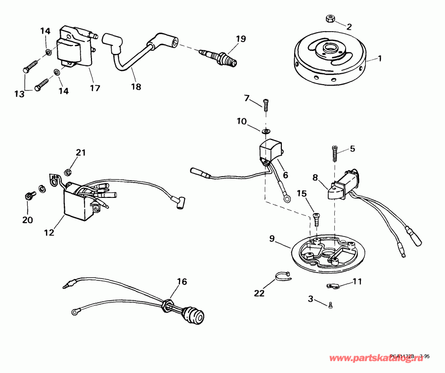 �������� ��������� ����� Evinrude E3WREES 1999  - mature Plate & Coil Assembly