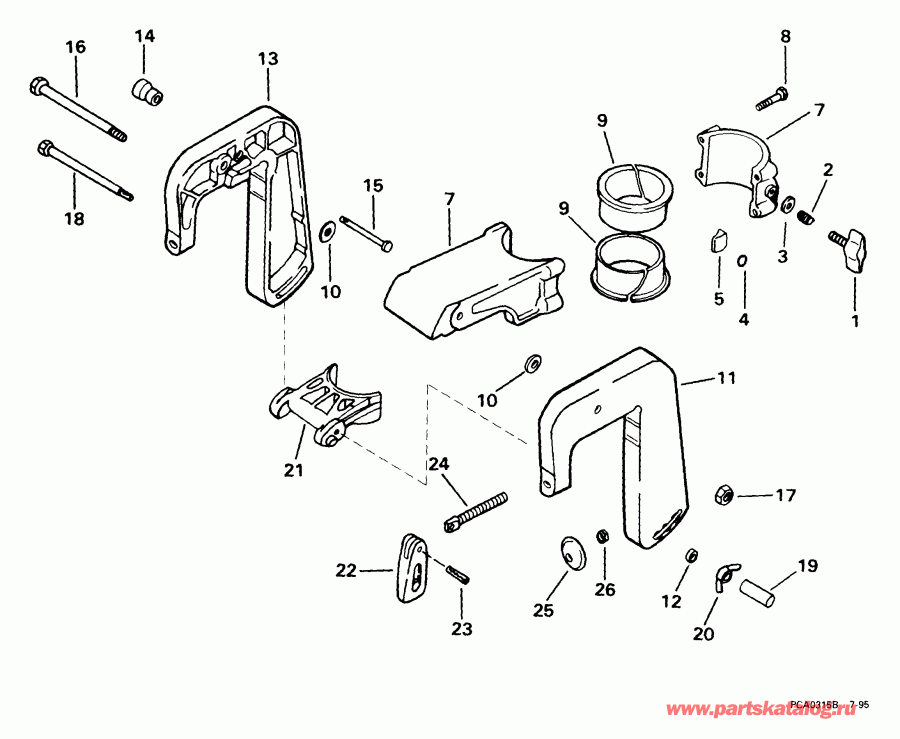 ��������� ��������� EVINRUDE E3WREES 1999  - ern ��������� & ���������� ��������� - ern Bracket & Swivel Bracket