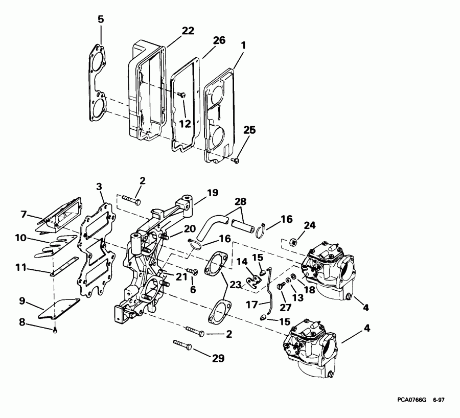 ��������� ����� EVINRUDE E40WRYEES 1999  - take Manifold & Air Silencer
