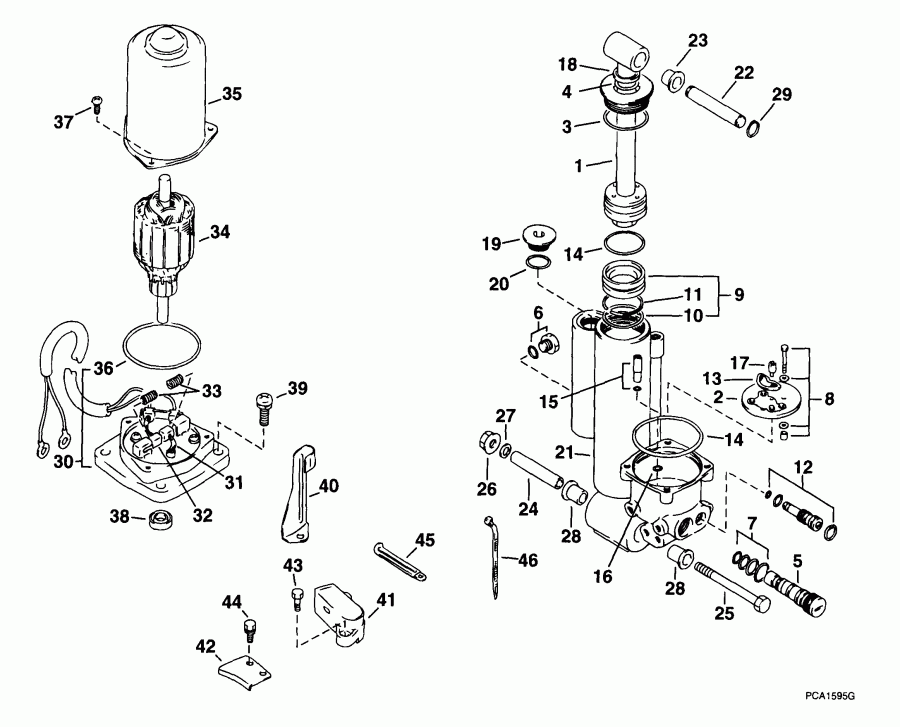  Evinrude E50PL4EES 1999  - wer Trim/tilt Hydraulic - wer Trim / tilt Hydraulic