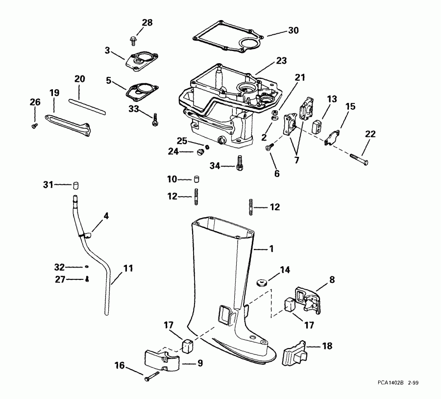 ��������� ��������� Evinrude E5RB4EER 1999  - haust Housing - haust ������